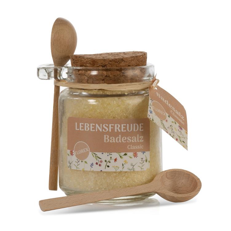 Badesalz Classic 300g Lebensfreude im Glas mit Holzlöffel