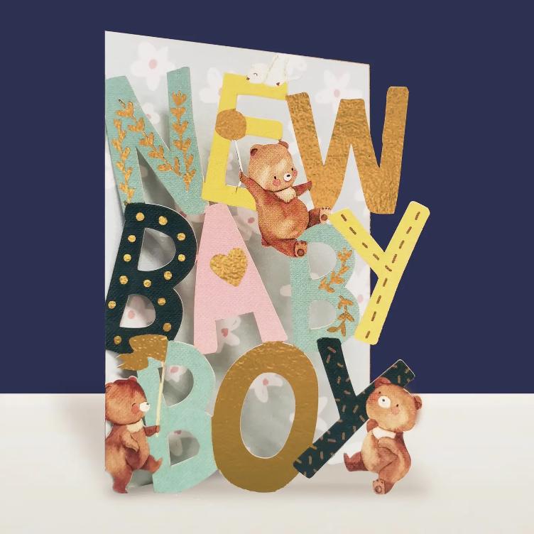 `New Baby Boy` Papierschnittkarte